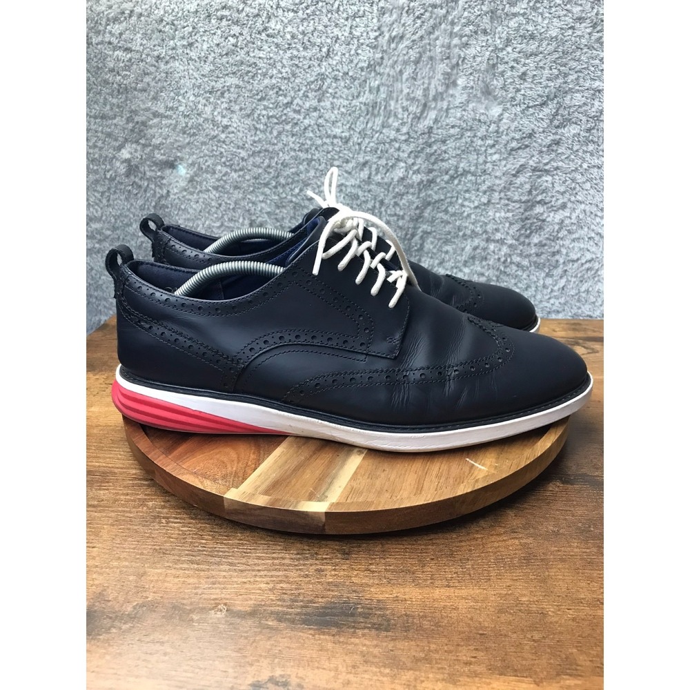 Cole Haan Grand Evolution Shortwing Oxford Mens 13M Navy Leather Derby Shoes